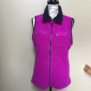 Chaps Fleece Vest Zip up Turtleneck / Pink / L